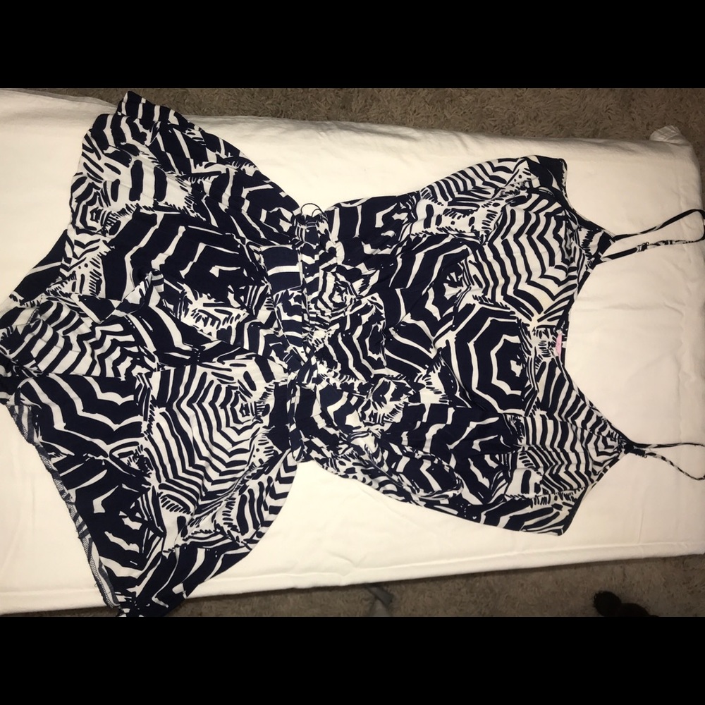 Lilly Pulitzer Romper in Navy/White Zebra Pattern